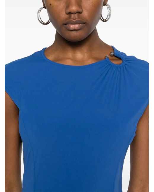 Patrizia Pepe Blue Piercing-Detail Mini Dress