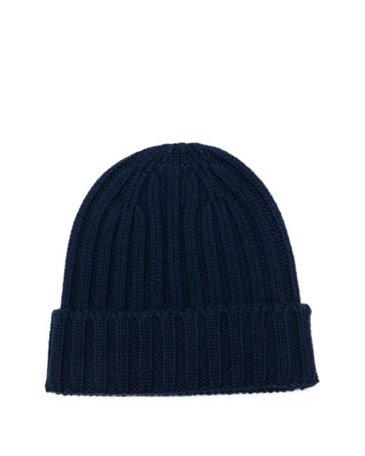 Aspesi Blue Ribbed-Knit Hat for men