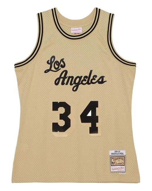 Top sin mangas Shaquille O'Neal NBA Los Angeles Lakers 1996 Road Swingman Mitchell & Ness de hombre de color Natural