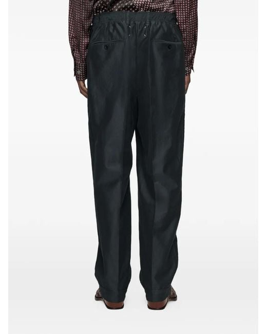 Maison Margiela Black Cotton Drawstring Straight-Leg Trousers for men