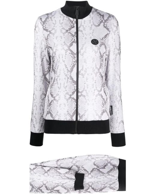 Philipp Plein Gray Piton-Print Tracksuit Set