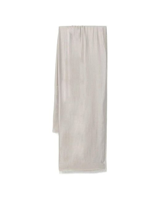 Emporio Armani White Logo-Jacquard Frayed-Edge Scarf for men
