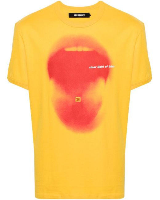 M I S B H V Yellow Graphic-print T-shirt for men