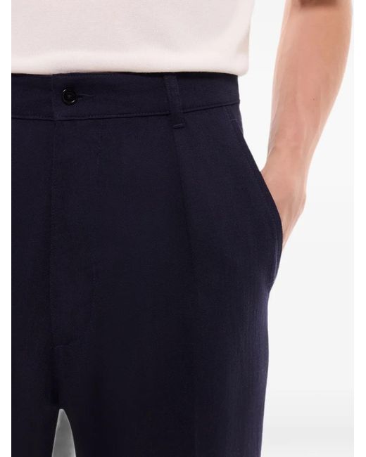 Fursac Blue Pleated-Detail Trousers for men