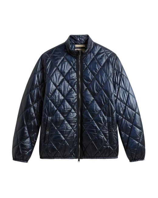Woolrich Blue Diamond-Quilted Zip-Front Jacket for men
