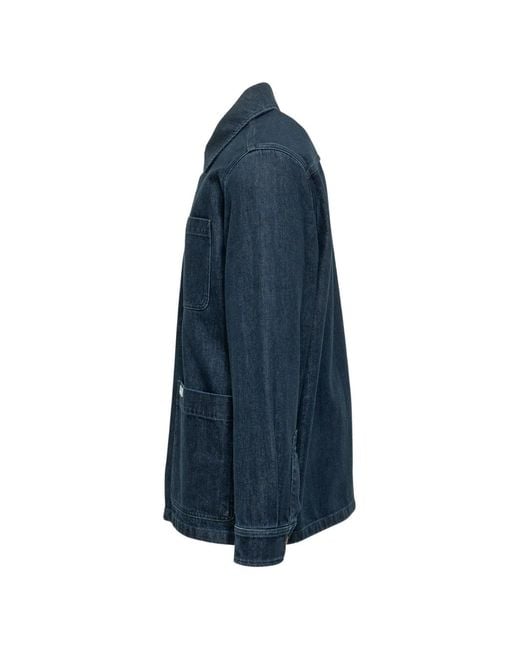 Fay Blue Logo-Patch Overshirt for men