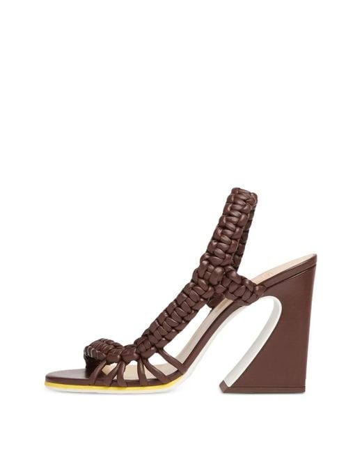 Fendi Brown Arco Braided Sandals
