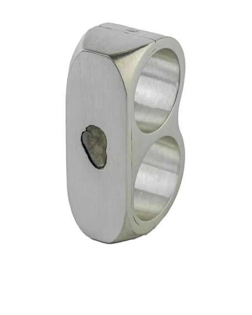 Parts Of 4 Gray Double-Ring Diamond Slab Ring