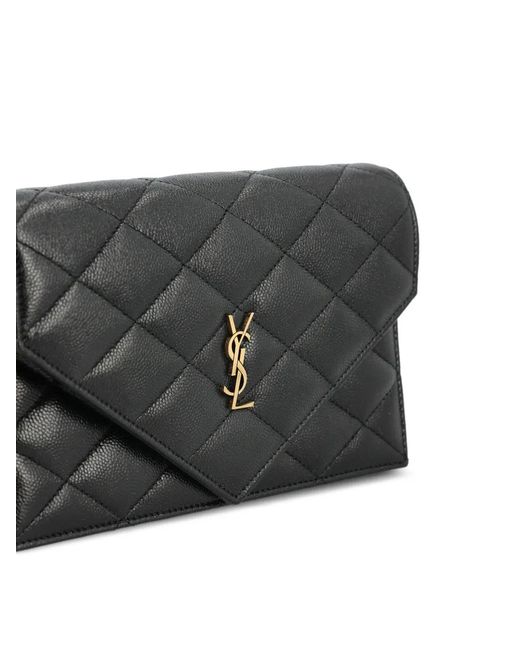 Saint Laurent Gray Quilted Leather Shoulder Bag