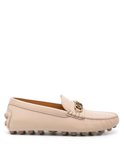 Tod's Pink Logo-chain Leather Loafers