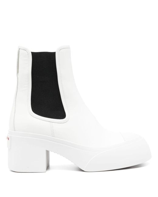 Marni 70Mm Leather Chelsea Boots in White Lyst