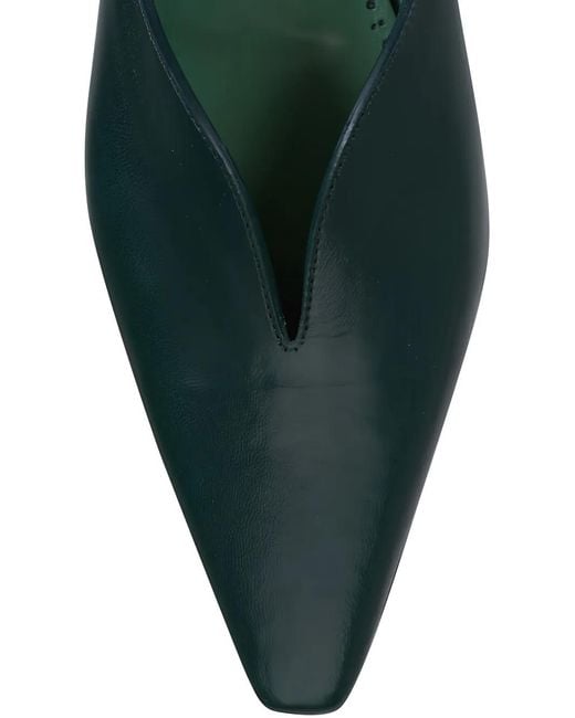 Manolo Blahnik Green Leather Flats