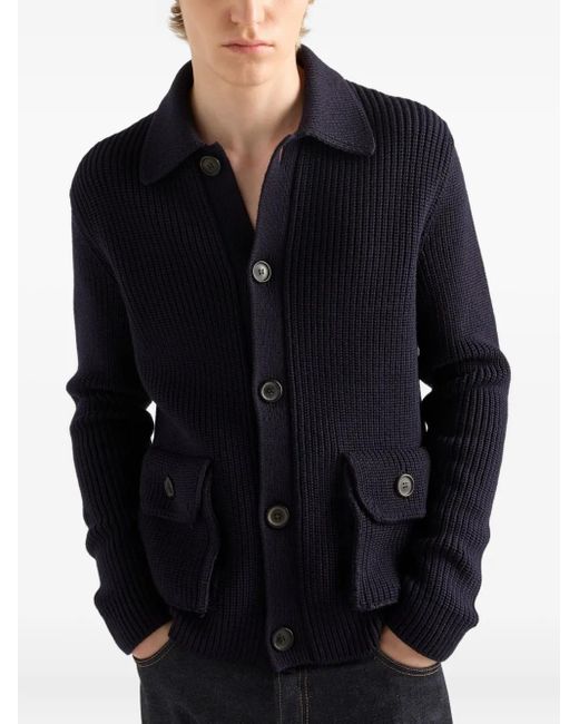 Prada Geribbeld Vest in het Blue voor heren