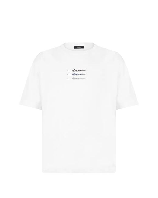 Herno White Logo-Print Crew-Neck T-Shirt for men