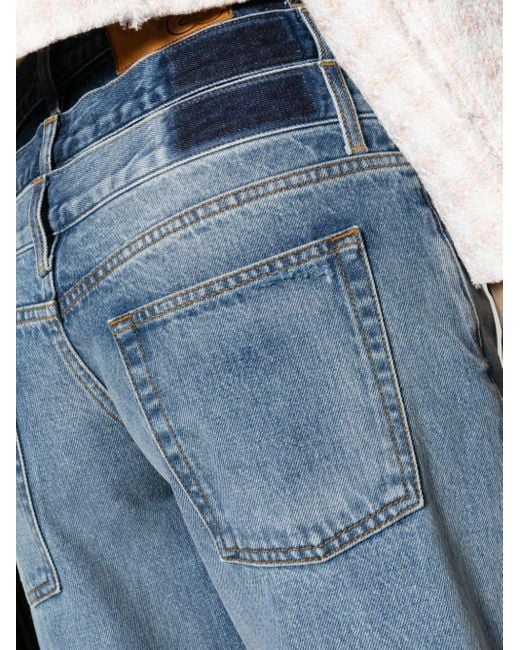 Sandro Blue Triple-waisted Organic-cotton Straight-leg Jeans