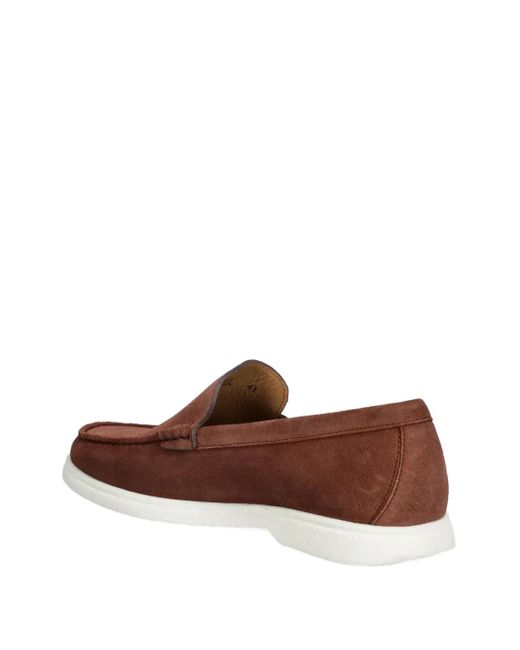 Boss Brown Suede Contrasting-Sole Loafers for men