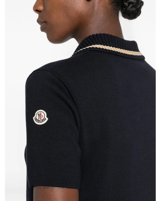 Moncler Black Polo À Patch Logo