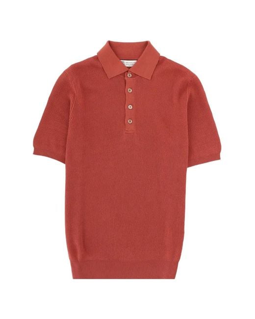 Brunello Cucinelli Red Ribbed Polo Shirt for men