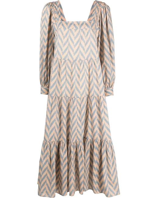 Ulla Johnson Natural Georgina Chevron-Print Tiered Dress
