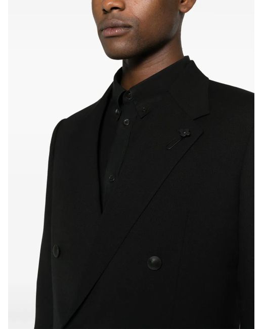 Lardini Black Double-Breasted Blazer for men
