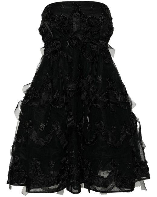 Simone Rocha Black Ruffled Tulle Mini Dress - Women's - Nylon/acetate/polyamide/cupro