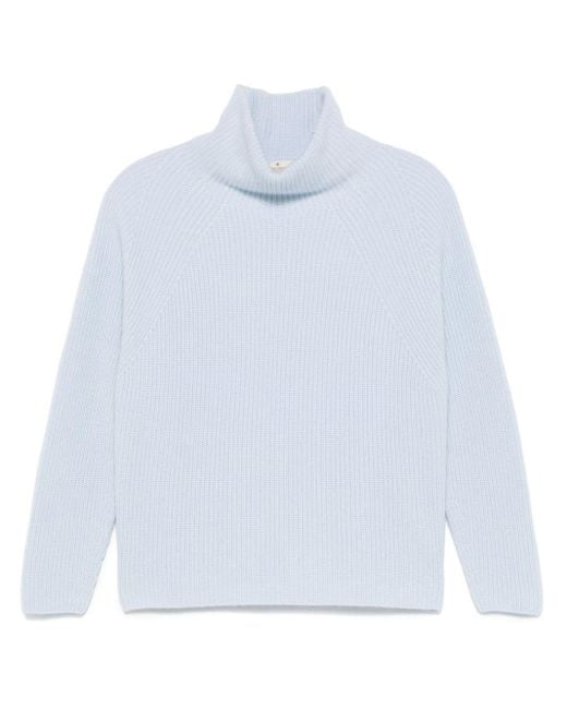 Bruno Manetti White Cashmere Turtleneck Sweater