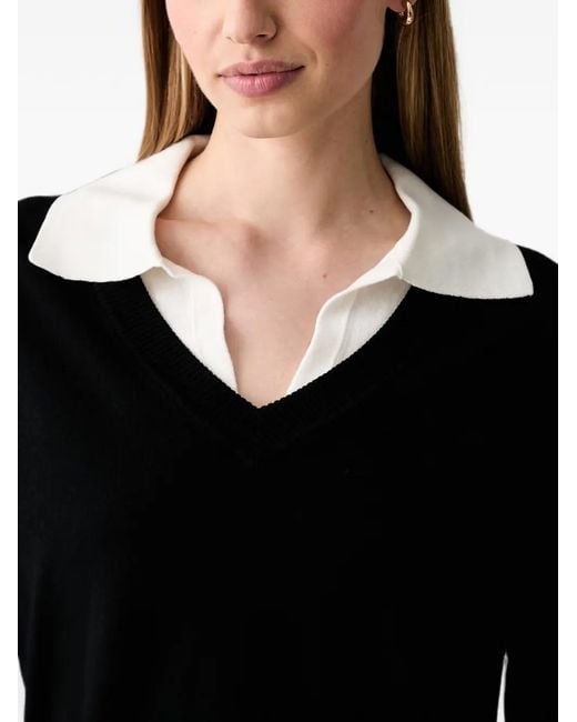 Liu Jo Black Layered-Effect V-Neck Sweater