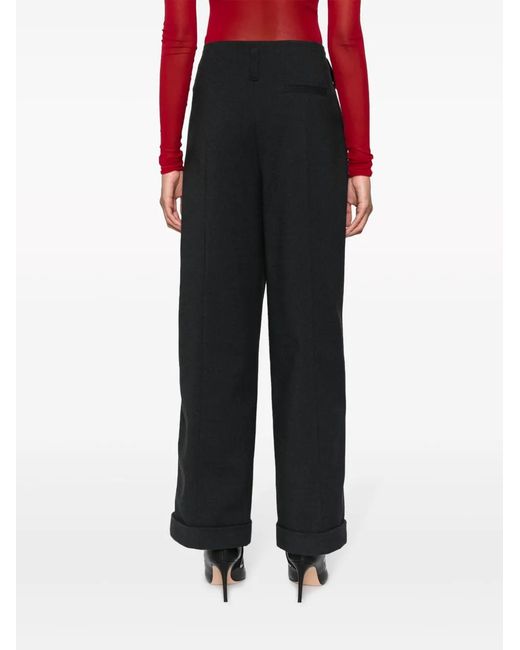 Philosophy Di Lorenzo Serafini Black High-Waisted Pleated Wide-Leg Trousers