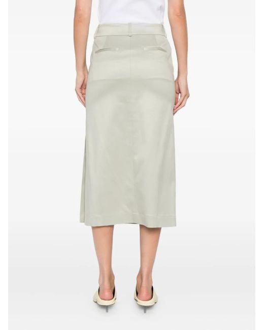Peserico White Side-Slit Midi Pencil Skirt