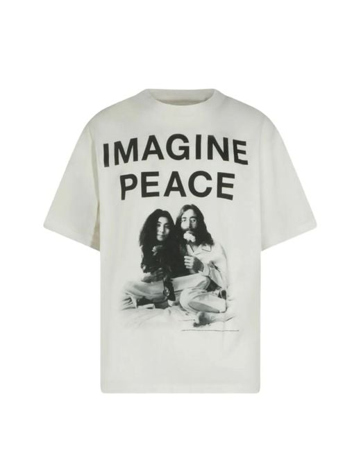 Le Mont St Michel White Imagine Peace Crew-Neck T-Shirt for men