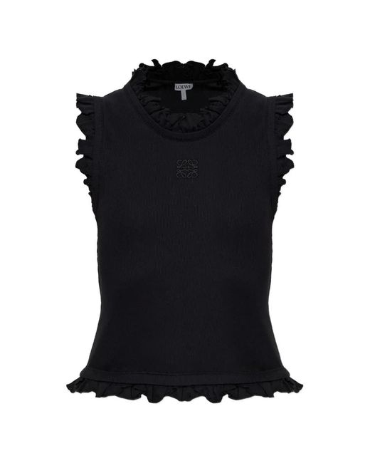 Loewe Black Anagram-Embroidered Top