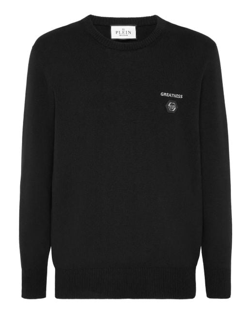 Knitwear Philipp Plein Pull Philipp Plein Logo-Plaque Round-Neck