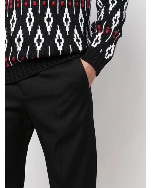 Valentino Garavani Black Pressed-Crease Tailored Trousers for men