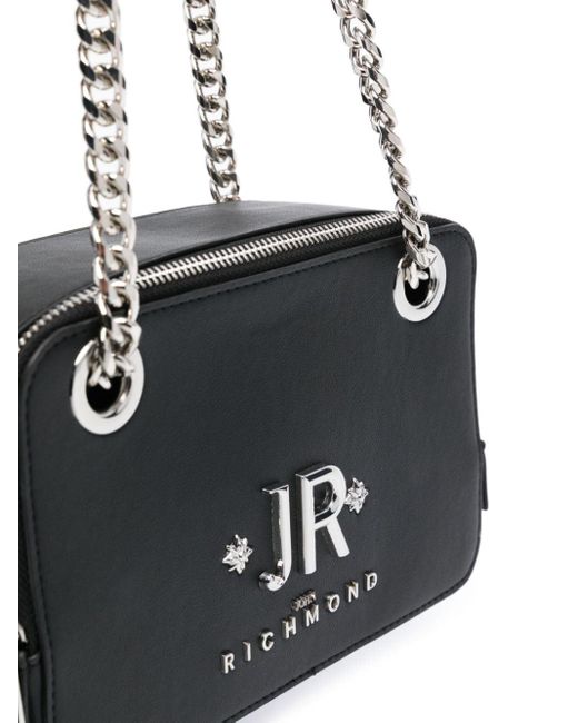 John Richmond Black Logo-plaque Shoulder Bag