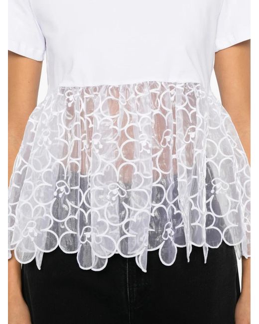CECILIE BAHNSEN White Lace-Detail T-Shirt