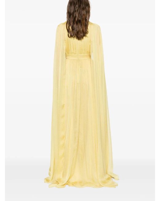 Elie Saab Yellow Pleated Maxi Dress
