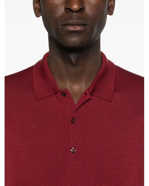 John Smedley Red Buttoned Polo Shirt for men