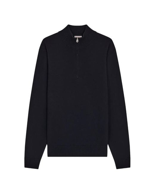 Fursac Blue Quarter-Zip Wool Sweater for men