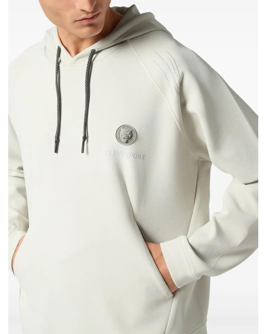 Philipp Plein White Logo-Patch Hoodie for men