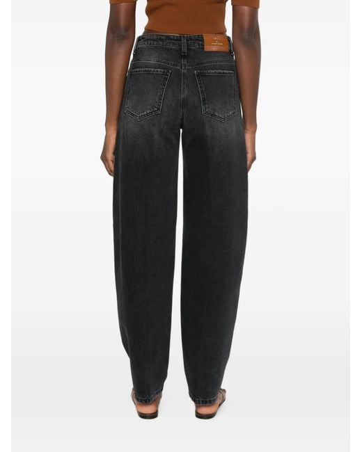 Elisabetta Franchi Black Button-Up Faded-Effect Jeans
