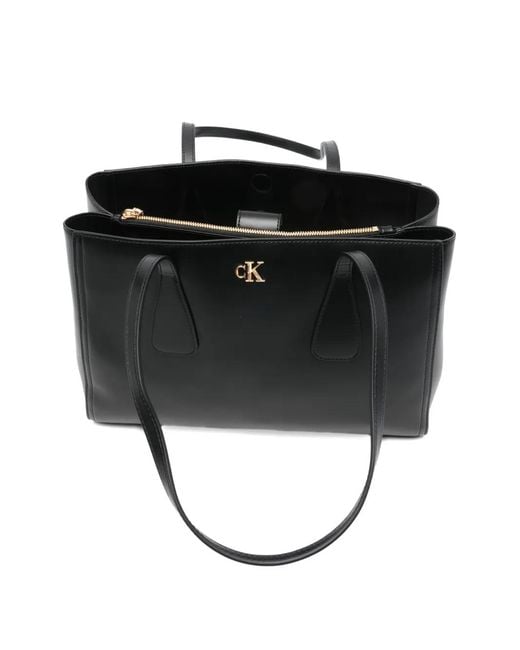 Calvin Klein Black Logo-Detail Tote Bag