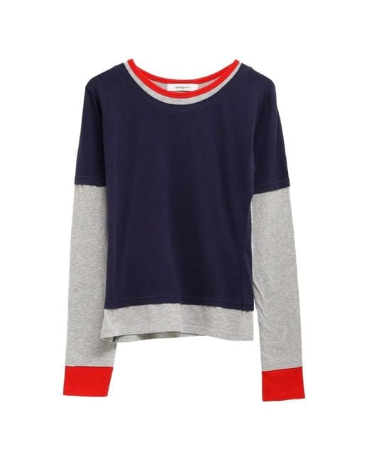 GIMAGUAS Blue Layered-Design Long-Sleeve T-Shirt