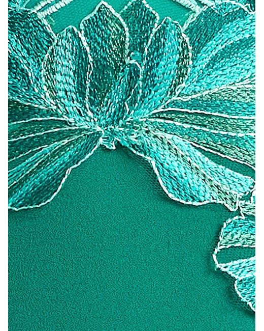 Tadashi Shoji Green Floral Long-Sleeve Maxi Dress