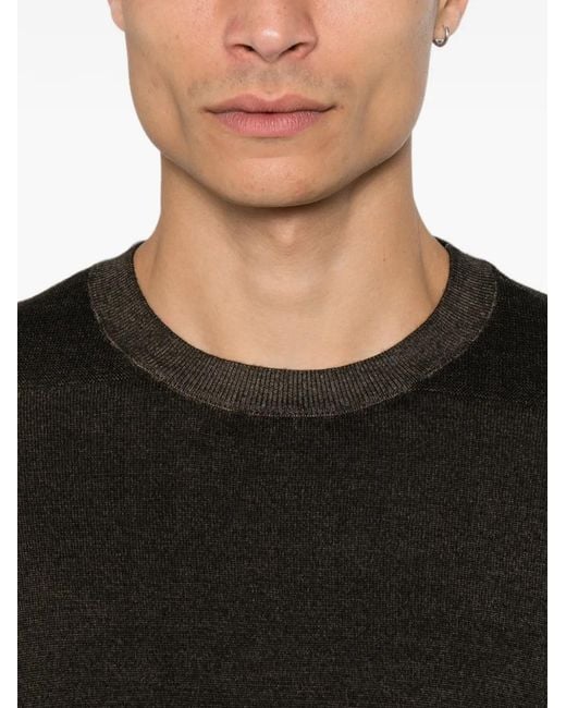 Emporio Armani Black Ribbed-Trim Wool Sweater for men