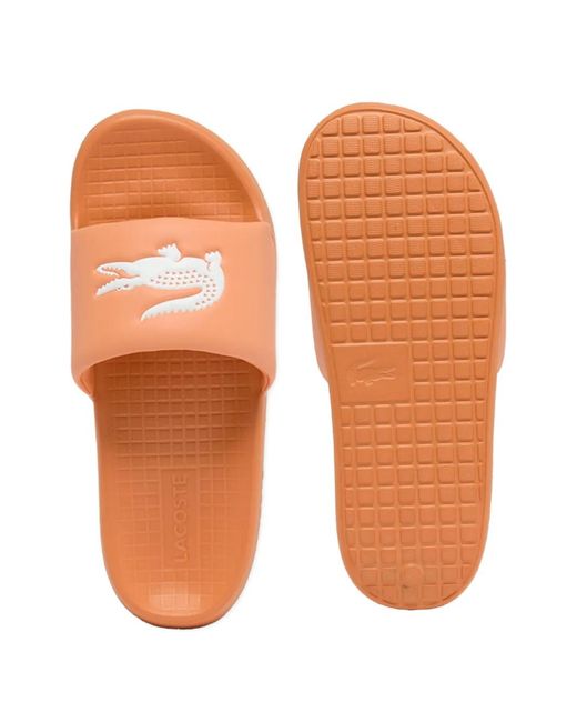 Lacoste Pink Serve Crocodile-Embossed Slides for men