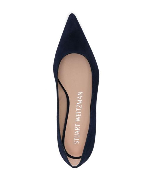 Stuart Weitzman Blue Pointed-toe Suede Ballerina Shoes