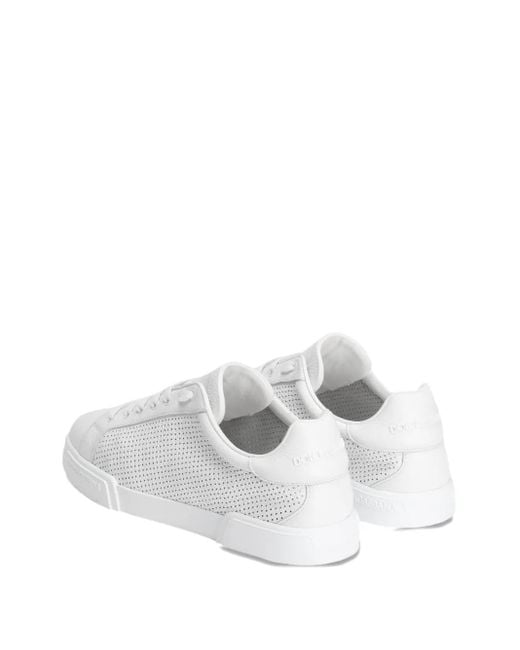 Dolce & Gabbana Portofino Geperforeerde Low-Top Sneakers in het White voor heren