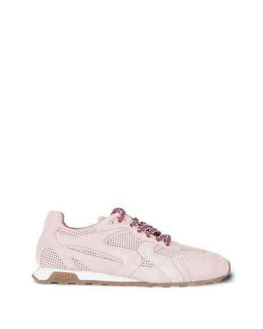 Ash Pink Kasar Perforated Low-Top Sneakers
