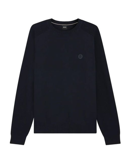 Maglione Con Applicazione di Boss in Blue da Uomo