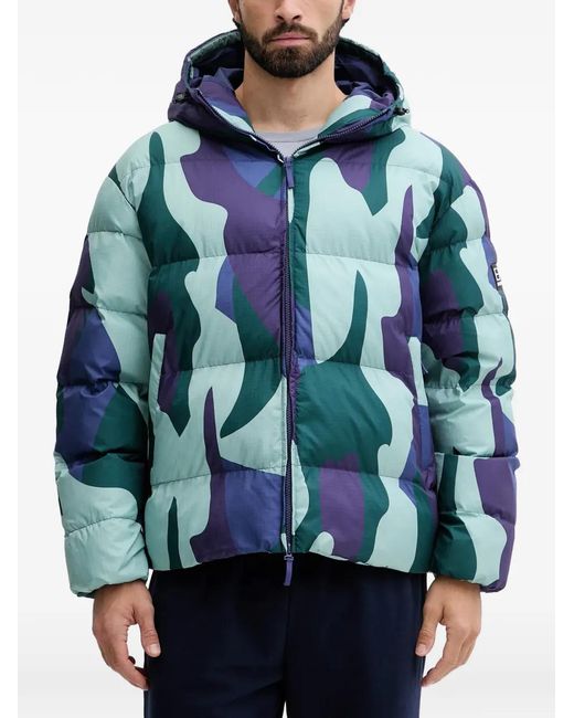 EA7 Blue Camouflage Hooded Jacket for men